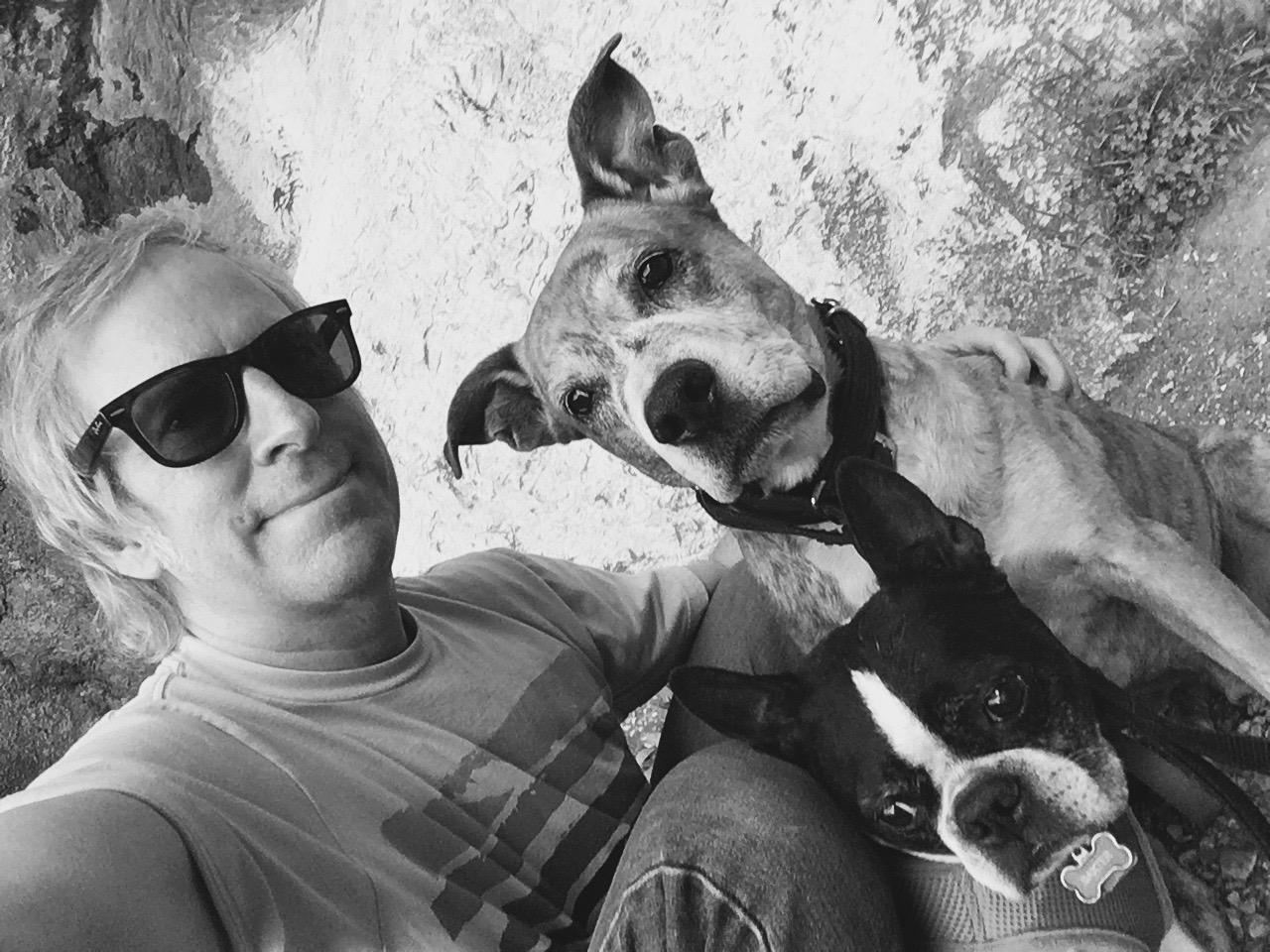 Rufus and Baxter at Mary Jane Falls in 2020